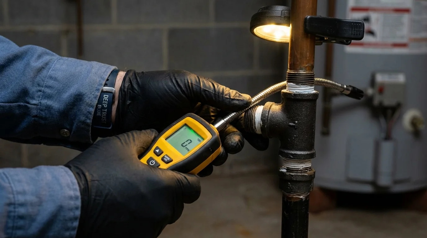 Gas leak detection with electronic sniffer by Johns Plumbing LLC in Fairfax Station