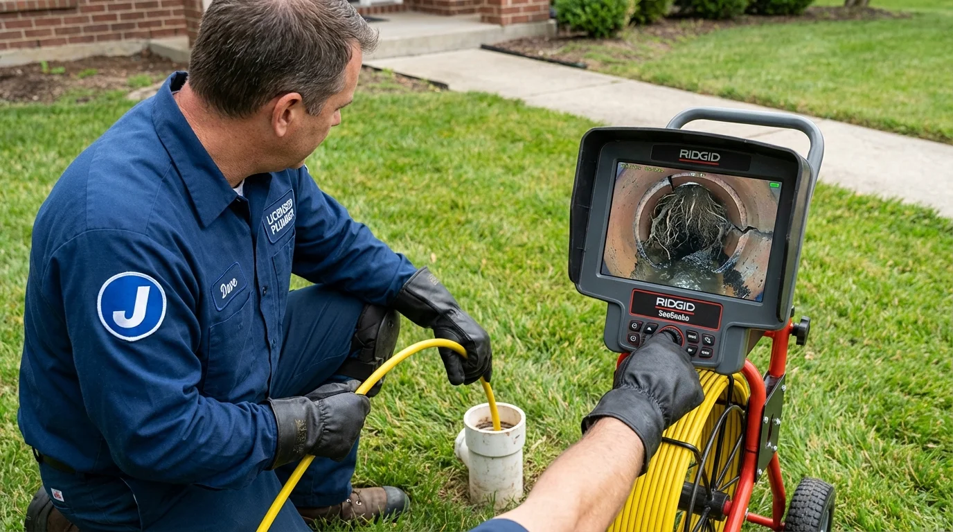 Sewer camera inspection being performed by Johns Plumbing LLC in Fairfax Station